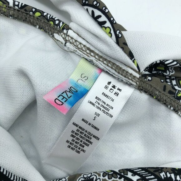 Sundazed Riley Bottom Bikini Swimsuit Green Paisley Print Size S Strappy Sides - Picture 7 of 8